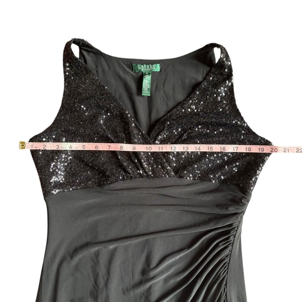 Lauren Ralph Lauren Evening Sequin Black Maxi Dress- Size 14 - Picture 7 of 9